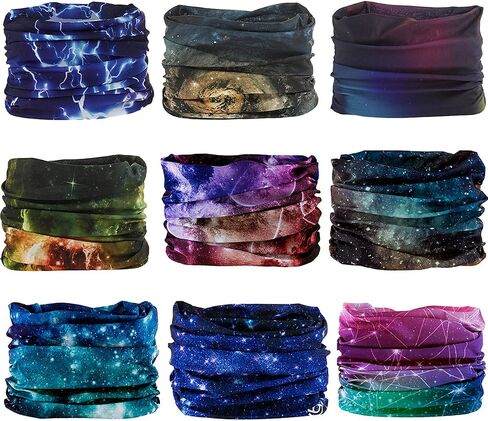 KINREE 9 Pieces Summer UV Protection Multi-functional Headband Neck Gaiter Head Wrap Headwear Face Mask Magic Scarf Bandana in Saudi Arabia