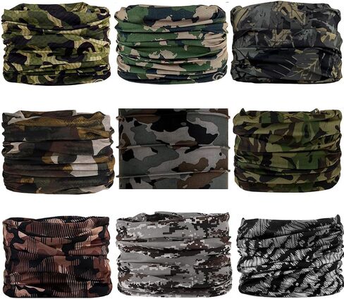 KINREE 9 Pieces Summer UV Protection Multi-functional Headband Neck Gaiter Head Wrap Headwear Face Mask Magic Scarf Bandana in Saudi Arabia