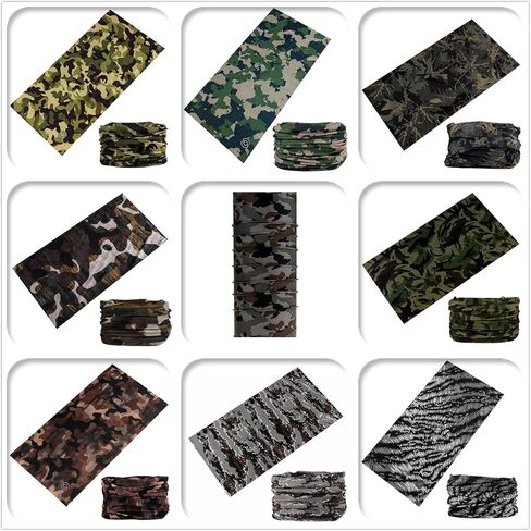 KINREE 9 Pieces Summer UV Protection Multi-functional Headband Neck Gaiter Head Wrap Headwear Face Mask Magic Scarf Bandana in Saudi Arabia