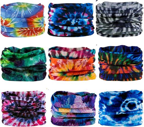 KINREE 9 Pieces Summer UV Protection Multi-functional Headband Neck Gaiter Head Wrap Headwear Face Mask Magic Scarf Bandana in Saudi Arabia
