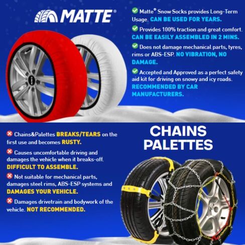 Automotive Snow Socks for Tires for Ultimate Grip Snow Chain Alternative Traction Device for Truck SUV Van Car Textile Winter Emergency Kit Auto Accessory, Tire Sock - Active Series (Large) in Saudi Arabia
