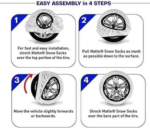 Automotive Snow Socks for Tires for Ultimate Grip Snow Chain Alternative Traction Device for Truck SUV Van Car Textile Winter Emergency Kit Auto Accessory, Tire Sock - Active Series (Large) in Saudi Arabia