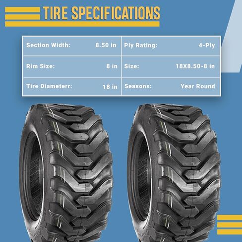 One 18x8.50-8 Lug Traction Lawn Tractor Tire 18 8.50 8 R-4 Bar Skid Lug 18x850, Heavy-Duty 18x850 Size, Ideal for Garden Tractors, Lawn Mowers, and Off-Road Use in Saudi Arabia