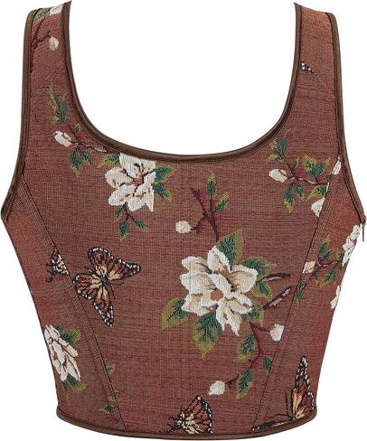 Corset Tops for Women Renaissance Lace Up Floral Overbust Boned Bustier Bodice in Saudi Arabia