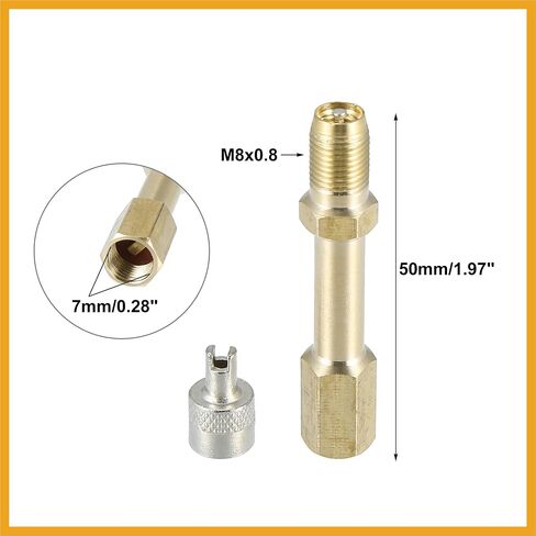 2pcs 50mm/1.97" Long Brass Auto Tire Valve Extension Adaptor Air Tyre Stem Extender Inflation Stright Bore for Car Truck Motorcycle Bike Mower Scooter Replacement in Saudi Arabia