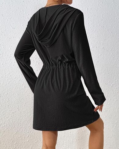 BSUBSEACH Terry Cove -Up - Women hed Up Long Sweeve Swimsuit Coverup Bathed Bath Bath Bath مع جيوب in Saudi Arabia
