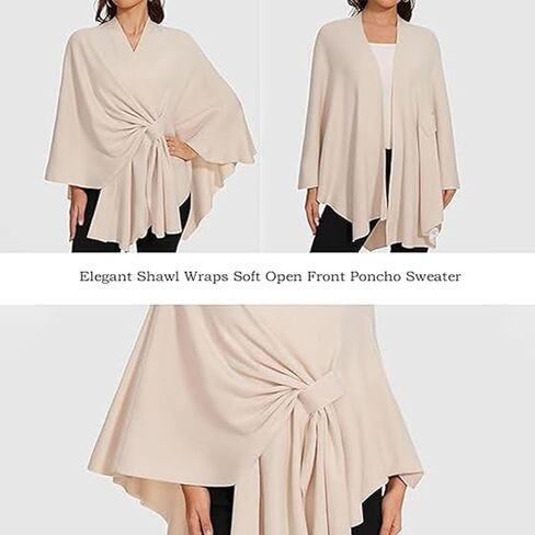 Simplifyleast Shawl Wraps for Women, Elegant Shawl Wraps Soft Open Front Poncho Sweater for Spring Fall Winter in Saudi Arabia