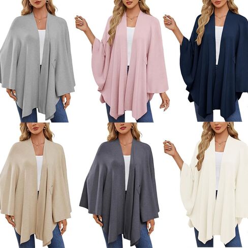 Simplifyleast Shawl Wraps for Women, Elegant Shawl Wraps Soft Open Front Poncho Sweater for Spring Fall Winter in Saudi Arabia