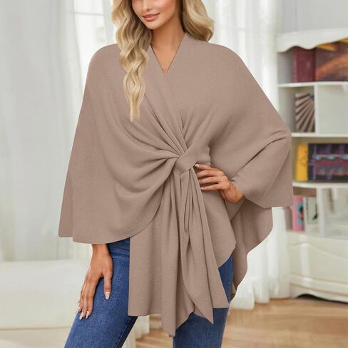 Simplifyleast Shawl Wraps for Women, Elegant Shawl Wraps Soft Open Front Poncho Sweater for Spring Fall Winter in Saudi Arabia