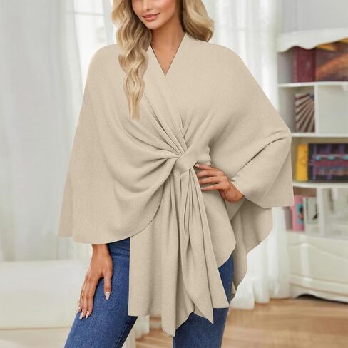 Simplifyleast Shawl Wraps for Women, Elegant Shawl Wraps Soft Open Front Poncho Sweater for Spring Fall Winter in Saudi Arabia