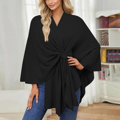 Simplifyleast Shawl Wraps for Women, Elegant Shawl Wraps Soft Open Front Poncho Sweater for Spring Fall Winter in Saudi Arabia