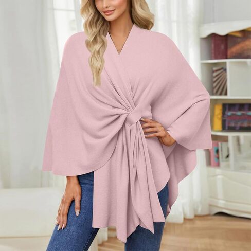Simplifyleast Shawl Wraps for Women, Elegant Shawl Wraps Soft Open Front Poncho Sweater for Spring Fall Winter in Saudi Arabia