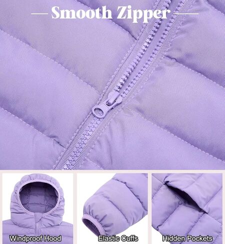 Enlifety 4-11T Girls Winter Coat الطويل خفيف الوزن غطاء محرك السيارة in Kuwait