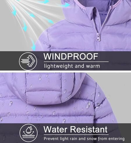 Enlifety 4-11T Girls Winter Coat الطويل خفيف الوزن غطاء محرك السيارة in Kuwait