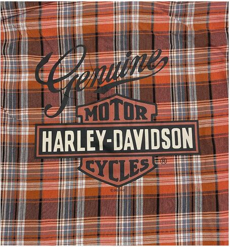 Harley-Davidson Little Boys' Brushed Long Sleeve Button Plaid Shirt - Orange in Saudi Arabia