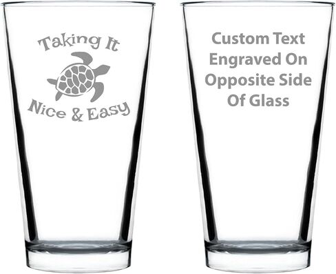 Taking it Nice & Easy - Funny Sea Turtle Pint Glass Gifts for Beer Drinking Men & Women - Fun Unique Turtle Gift Idea in Saudi Arabia