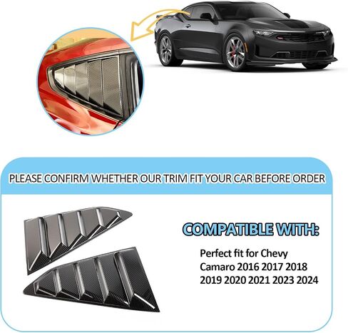 ألياف الكربون نافذة كوات لصالح تشيفي كامارو 2016-2024 - الهواء الخلفي تنفيس شمسي Sunshade - 2pcs إكسسوارات الديكور الخارجي للسيارة in Kuwait