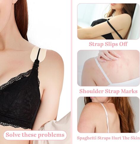 6 Pairs Bra Strap Holders for Slipping, Silicone Bra Strap Cushion Soft No Dents Non Slip Shoulder Pads for Straps to Ease Shoulder Discomfort Invisible Bras Straps Clips Fits Up to 1.2'' Wide in Saudi Arabia