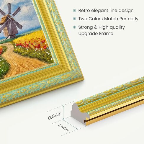 18x24 الإطار ، إطارات صور عتيقة ، ديكور المنزل العتيقة ، إطار صور ملصق ، 18 × 24 ، المنحوتات الأزهار الذهبية المزخرفة مع لهجة زرقاء ، وعمودية وأفقية للتعليق الجدار in Saudi Arabia