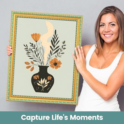 18x24 الإطار ، إطارات صور عتيقة ، ديكور المنزل العتيقة ، إطار صور ملصق ، 18 × 24 ، المنحوتات الأزهار الذهبية المزخرفة مع لهجة زرقاء ، وعمودية وأفقية للتعليق الجدار in Saudi Arabia
