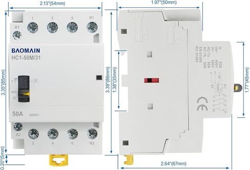 Baomain AC Contactor 63A 4 Pole 3 NO 1 NC التحكم في الدائرة العالمية 35 مم DIN Rail Mount CE المدرجة BCT-63/31 (220VAC) in Saudi Arabia