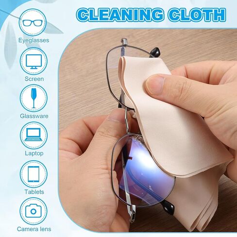 PATIKIL Glasses Cleaning Cloth 11.4" x 7.7", 2 Pcs Microfiber Eyeglasses Polishing Cloth Soft Suede Wipe Screen for Camera Lens Eyeglasses Screens Smart Devices, Beige in Saudi Arabia