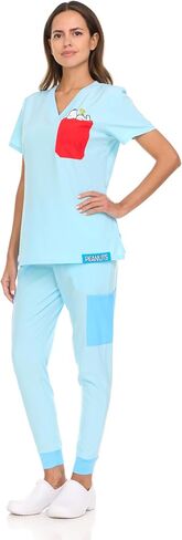 مجموعات SPONGEBOB Squarepants Womens Scrub-2 قطعة Scooby-doo Snoopy Garfield Scrub Top and Scrub Scrub (S-XL) in Kuwait