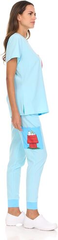مجموعات SPONGEBOB Squarepants Womens Scrub-2 قطعة Scooby-doo Snoopy Garfield Scrub Top and Scrub Scrub (S-XL) in Kuwait