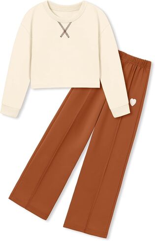 Wesidom Girls Girls Adthing Girl Girl Clothes أسقطت الكتف الصلب طويل الأكمام من أعلى+سروال 2pcs ملابس الأطفال in Kuwait