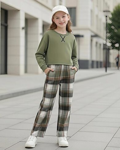 Wesidom Girls Girls Adthing Girl Girl Clothes أسقطت الكتف الصلب طويل الأكمام من أعلى+سروال 2pcs ملابس الأطفال in Kuwait
