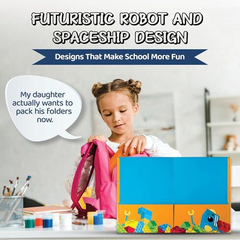 School Folders - 12 Cute Pocket Folders with 12 Unique Dinosaur Designs in Front, Back Cover and Inside - Kids Pocket Folders - Homework Folders - Dinosaur Folders - 12 x 9.25 Inches (Pack of 12) in Saudi Arabia