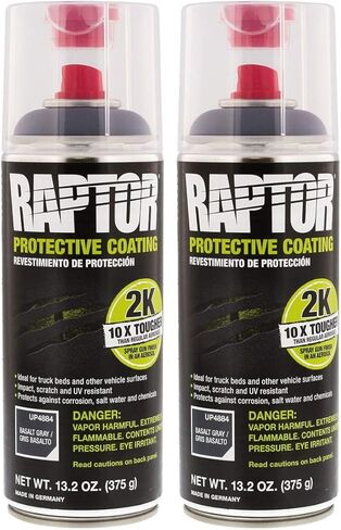 U-POL Raptor Protective Coating Bed Liner 2K Aerosol | Basalt Gray 2-Part Protective Urethane Coating Spray Paint for Spot Repairs and Small Jobs | 2-Pack in Saudi Arabia