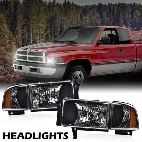 PIT66 زوج المصباح الأمامي LED Strip W/O لمصابيح متوافقة مع Dodge RAM 1500 1994-2001/RAM 2500 3500 1994-2002 (Not Fit Sport & Ram Van Model) in Kuwait