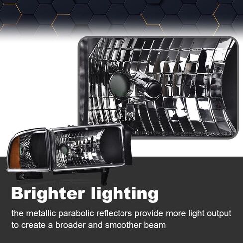 PIT66 زوج المصباح الأمامي LED Strip W/O لمصابيح متوافقة مع Dodge RAM 1500 1994-2001/RAM 2500 3500 1994-2002 (Not Fit Sport & Ram Van Model) in Kuwait