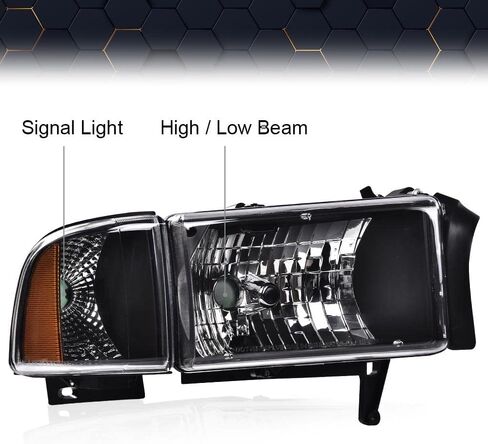 PIT66 زوج المصباح الأمامي LED Strip W/O لمصابيح متوافقة مع Dodge RAM 1500 1994-2001/RAM 2500 3500 1994-2002 (Not Fit Sport & Ram Van Model) in Kuwait