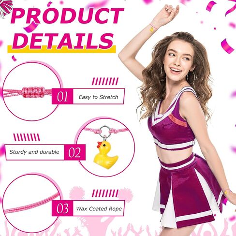 Quelay 20 Set Cheerleader Gifts Bulk Include Cheer Duck Bracelet Wish Cards, Girls Charm Adjustable Bracelet Cheerleader Gifts for Cheer Team Jewelry Accessories Bulk Cheerleading Party Favors in Saudi Arabia