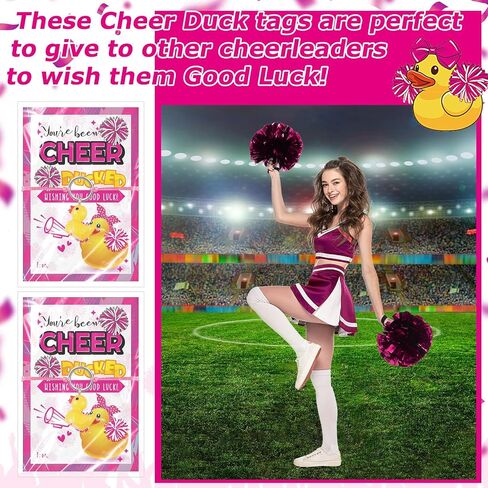 Quelay 20 Set Cheerleader Gifts Bulk Include Cheer Duck Bracelet Wish Cards, Girls Charm Adjustable Bracelet Cheerleader Gifts for Cheer Team Jewelry Accessories Bulk Cheerleading Party Favors in Saudi Arabia