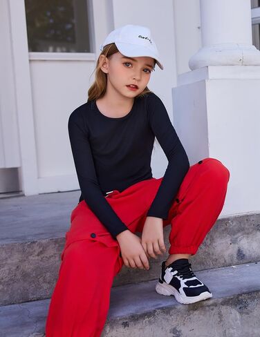 Arshiner Girls الأكمام الطويلة قمصان متماسكة ناعمة رفيعة النحافة تناسب طاقم الطبقات القاعدة غير الرسمية Tops Tees Tees in Saudi Arabia