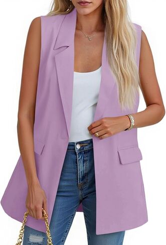 Cicy Bell Women's Sleeveless Blazer Vest Casual Open Front Single Button Summer Jacket with Pockets in Kuwait