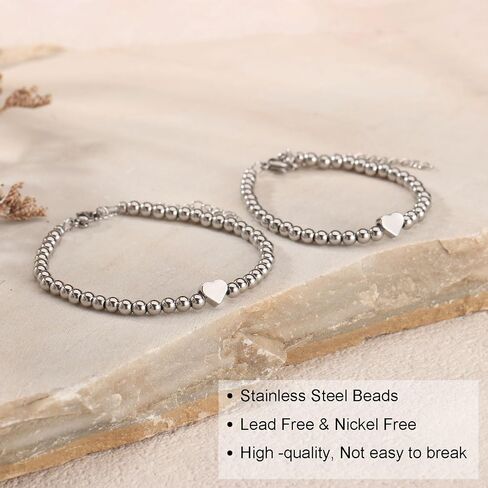 2Pcs First Day of Kindergarten Pre K Bracelet for Mommy and Me,14K Matching Heart Bracelets for Mother Daughter Son in Kuwait