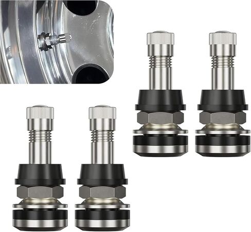 4 PCS TR416 Metal Valve Stems, 1.75" x 0.75" High Pressure Tire Valve Stems Outer Mount for Cars (Silver) in Saudi Arabia