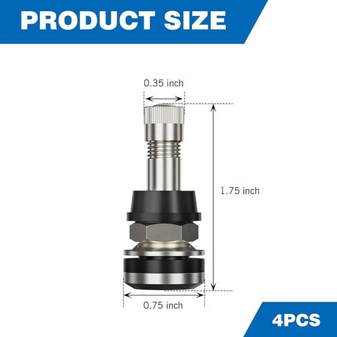 4 PCS TR416 Metal Valve Stems, 1.75" x 0.75" High Pressure Tire Valve Stems Outer Mount for Cars (Silver) in Saudi Arabia
