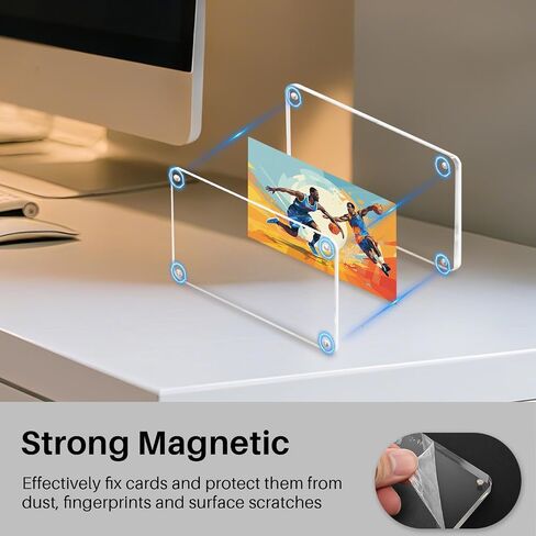 2 Packs Card Display Stand, Strong Magnetic Acrylic Trading Card Display Frames, Thickened Stable Support for Baseball & Sports Card Display Case with 2 Card Sleeve in Saudi Arabia