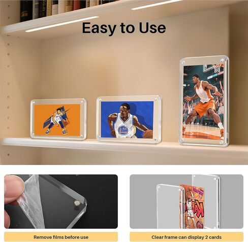 2 Packs Card Display Stand, Strong Magnetic Acrylic Trading Card Display Frames, Thickened Stable Support for Baseball & Sports Card Display Case with 2 Card Sleeve in Saudi Arabia