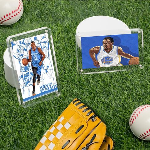 2 Packs Card Display Stand, Strong Magnetic Acrylic Trading Card Display Frames, Thickened Stable Support for Baseball & Sports Card Display Case with 2 Card Sleeve in Saudi Arabia