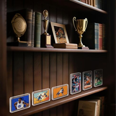 2 Packs Card Display Stand, Strong Magnetic Acrylic Trading Card Display Frames, Thickened Stable Support for Baseball & Sports Card Display Case with 2 Card Sleeve in Saudi Arabia