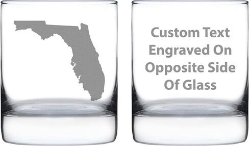 Florida State Outline Whiskey Rocks Glass - State Themed Drinking Decor and Gifts for Floridian Women & Men - 10.25 Oz Whisky Tumbler Glasses in Kuwait