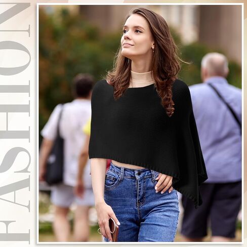 Women Fall Knitted Poncho Shrug Women Autumn Blouse Top Lightweight Sweater Poncho Bolero for Evening Dress Skirt in Saudi Arabia