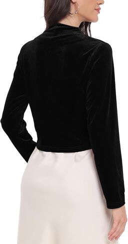 MINTLIMIT Velvet Bolero Shrug for Women Long Sleeve Open Front Cropped Cardigan Cocktail Party Shrugs for Evening Dresses in Saudi Arabia