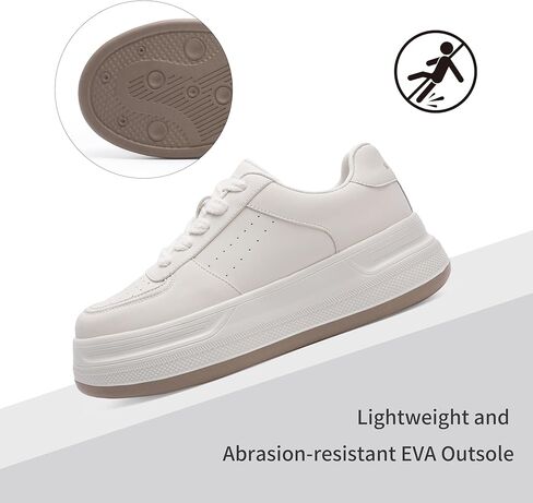 منصة مريحة للسيدات أحذية المشي الدانتيل حتى أحذية رياضية أزياء جلدية كلاسيكية خفيفة الوزن in Kuwait